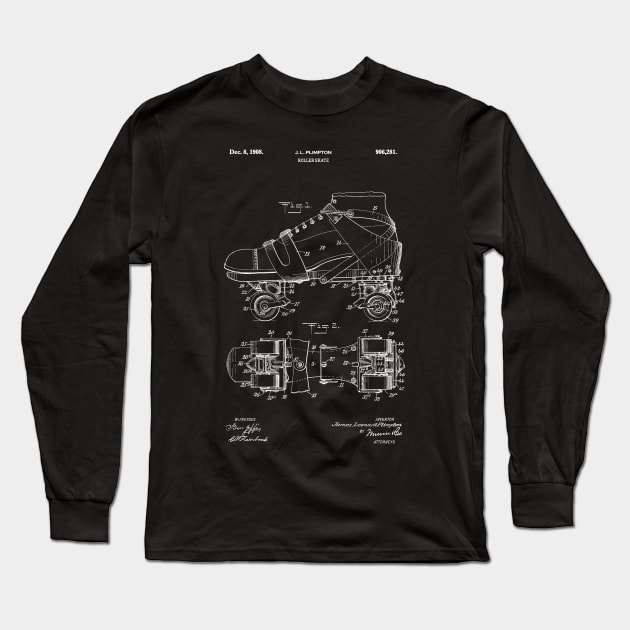 PATENT DRAWING / 1908 - Roller Skate 1 - white Long Sleeve T-Shirt by Daniel Coulmann